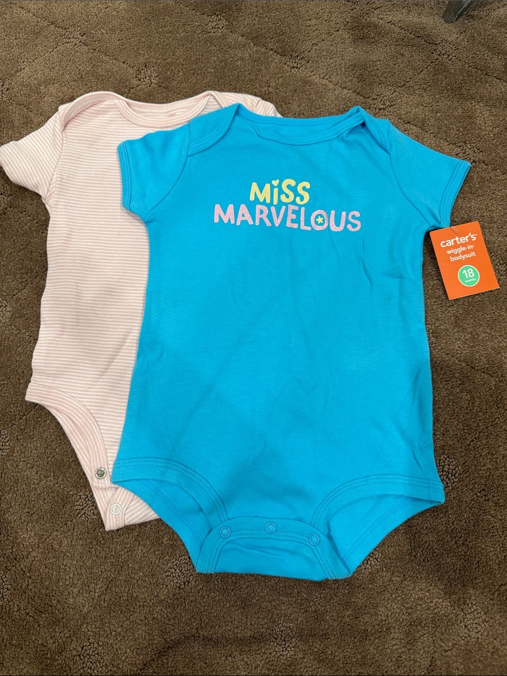 Carter's Bright Turquoise & Light Pink Baby One-Piece Bodysuits
